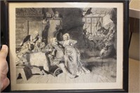 Dated 1885 Etching on Silk