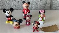 Six Small Mickey & Minnie Mouse Vintage Figurines