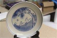 Antique Chinese Blue and White Elk Plate