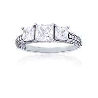 Decadence Sterling Silver 5.5mm Princess Cut 3 Sto