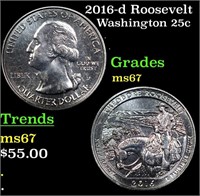 2016-d Roosevelt Washington Quarter 25c Grades GEM