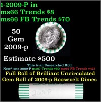 Shotgun Roll of 2008-p Roosevelt Dimes 50 coins in