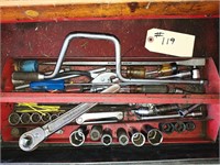 Assorted  tools in pitcher ratchet,sockets exc