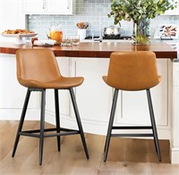 24'' LEATHER  COUNTER HEIGHT BAR STOOL SET OF 4