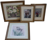 4pc Framed Floral Prints