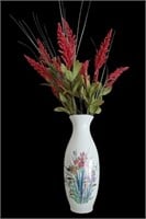 Asian Style Crackle Vase w/Faux Flowers