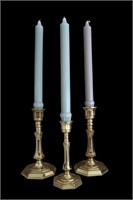 3pc Valsan Brass Candle Stick Holders