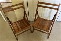 2pc Wood Folding Chairs