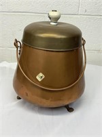 Vintage copper boiling pot ceramic handle claw