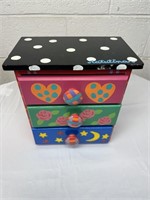 Lillian Vernon Painted three drawer Jewlery Box