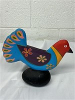 Hand Painted Wood Chicken Statue 11" x 11.5".