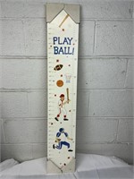 Play Ball child growth measurement board. Wood