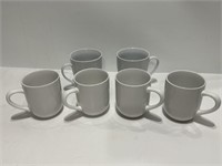 6- white stoneware coffee cups mainstays bistro