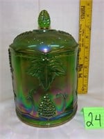 green grape decorated cracker jar