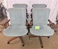 4 swivel rolling dining chairs w/padded seats
