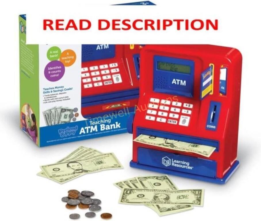 ATM Bank Toy  Blue&Red  32Pc  Ages 3+