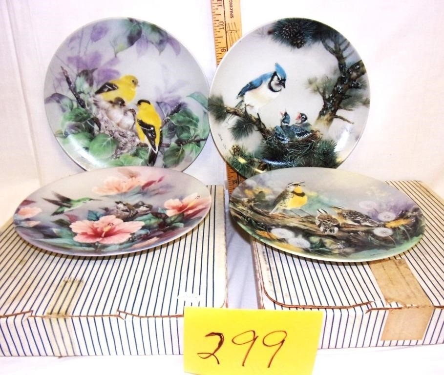 4 george collector bird plates