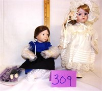 2 porcelain dolls (amish blessings in boxes)