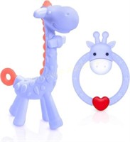 Silicone Giraffe Teething Toy Set  Purple