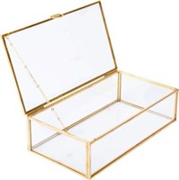Golden Glass Box (8x4.5x2in)  Jewelry Organizer