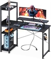 ODK 40 Inch Gaming Desk with Shelves  Black