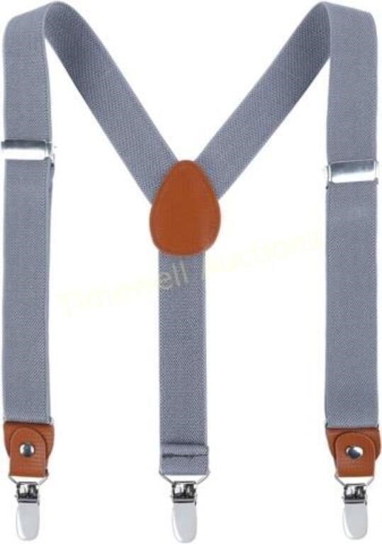 Dark Gray Suspenders  Genuine Leather  27 inches