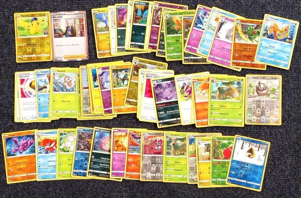 50+ Pokemon Cards with Pikachu & Japanese Card