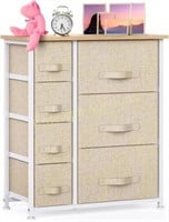 7-Drawer Fabric Dresser  Wood Top  Pipishell