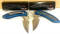 2 New In Box Master Cutlery Knives with Belt Clip