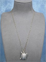 Sterling Silver Chain W/Turtle Pendant Hallmarked