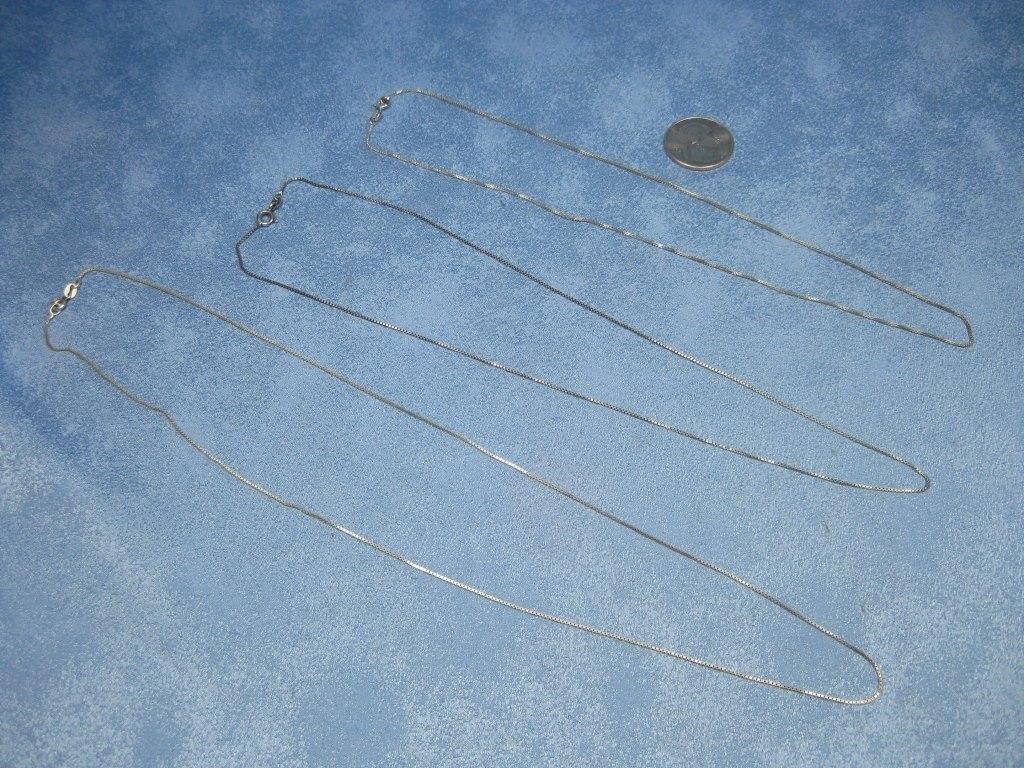 Three Sterling Silver Chains 18" 20" 24" See