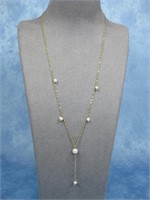 10K Gold Necklace W/Pearls Hallmarked