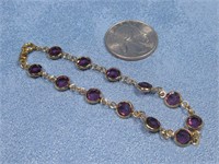 Vtg. Swarovski Purple Crystal Bracelet Hallmarked