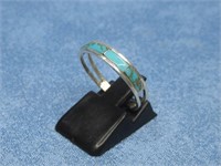 N/A Style Turquoise Inlay Ring Hallmarked