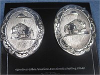 N/A Sterling Silver Buffalo Earrings Hallmarked