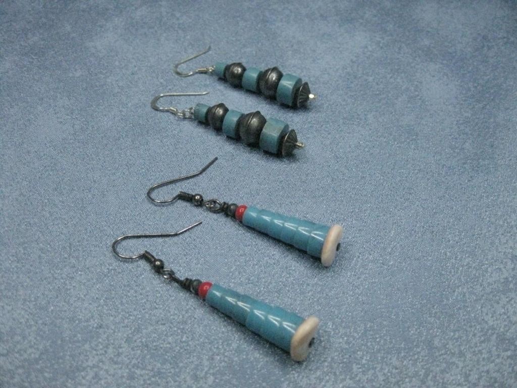 Two Pair Turquoise Earrings