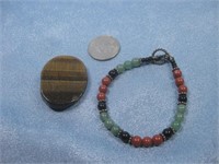 Tigers Eye Stone Jade & Stone Bracelet
