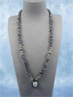 Sodalite Necklace & Jade Stone Turtle Pendant