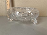 3 Footed Cut Glass Bowl