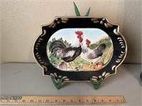 Rectangle Rooster Plate on Stand