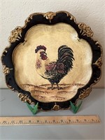 Round Rooster Plate on Stand