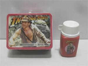 Vtg Indiana Jones Lunchbox W/Thermos Observed Wear