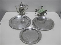 Silver Plated Ware Items Tallest 9"