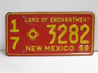 1958 New Mexico License Plate Never Issued Origina