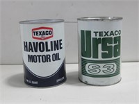 Two Full Quart Metal Oil Cans 1970s