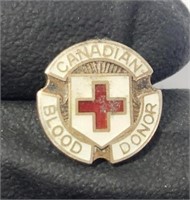 Red Cross Donor Vintage Pin Sterling Silver
