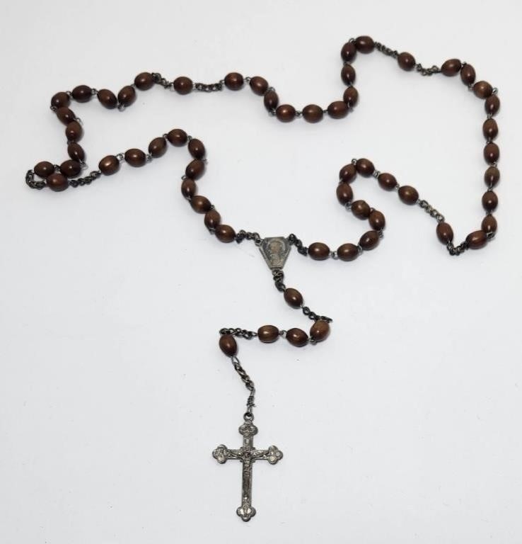 Rosary Crucifix Wood Beads Italy