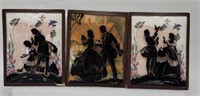 Victorian Silhouettes Hand Painted Lovers Convex G