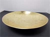 Solid Brass Double Dragon Bowl 9" Engraved Etched