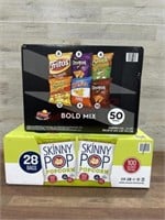 50 pack bold mix and 28 bags skinny pop